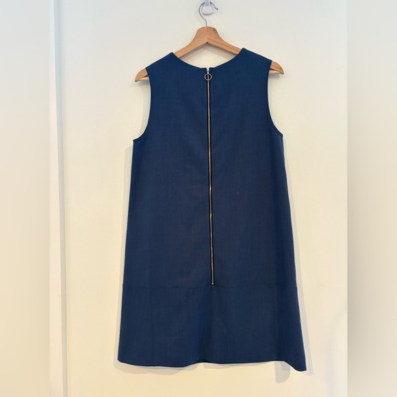 Acne Studios || Chow Bistretch Shift Mini Dress Mod Blue Zippers 40 US 8 - Picture 5 of 9